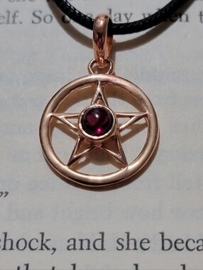 Garnet Crystal Pentacle Pendant Necklace